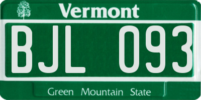 VT license plate BJL093