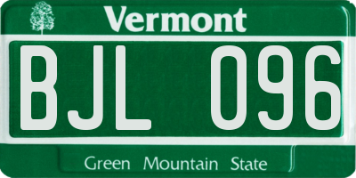 VT license plate BJL096
