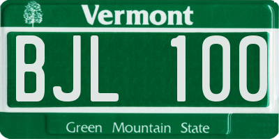 VT license plate BJL100