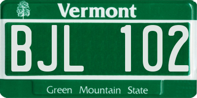 VT license plate BJL102
