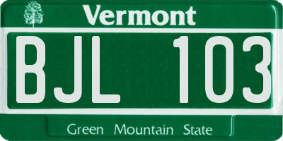 VT license plate BJL103