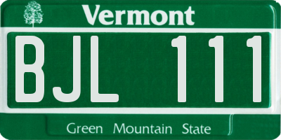 VT license plate BJL111