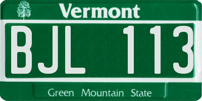 VT license plate BJL113