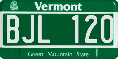 VT license plate BJL120