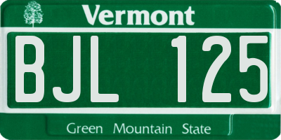VT license plate BJL125
