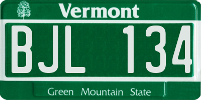 VT license plate BJL134