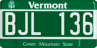 VT license plate BJL136