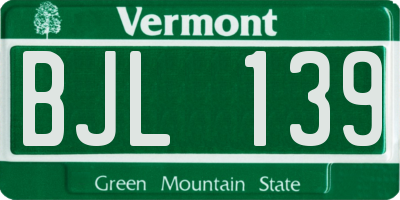 VT license plate BJL139