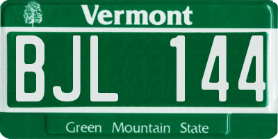 VT license plate BJL144