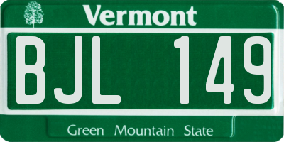 VT license plate BJL149