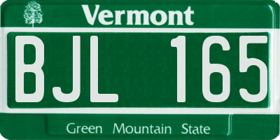 VT license plate BJL165