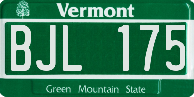 VT license plate BJL175