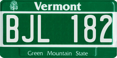 VT license plate BJL182