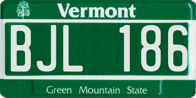 VT license plate BJL186