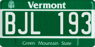 VT license plate BJL193
