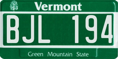 VT license plate BJL194
