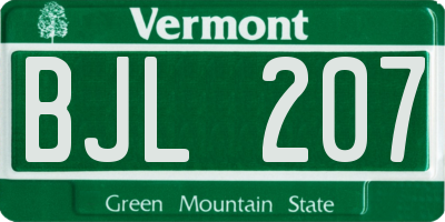 VT license plate BJL207