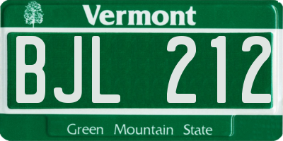 VT license plate BJL212