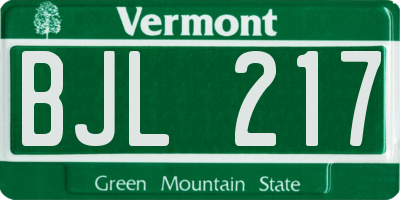 VT license plate BJL217