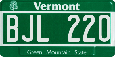 VT license plate BJL220