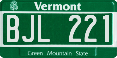 VT license plate BJL221