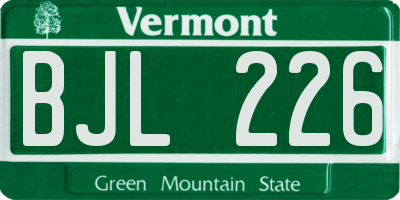 VT license plate BJL226