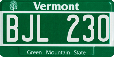 VT license plate BJL230