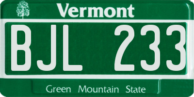 VT license plate BJL233