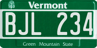 VT license plate BJL234