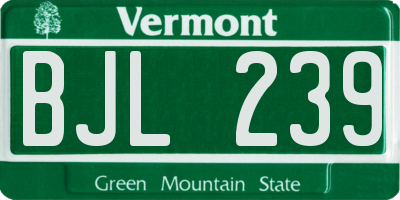 VT license plate BJL239