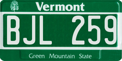 VT license plate BJL259