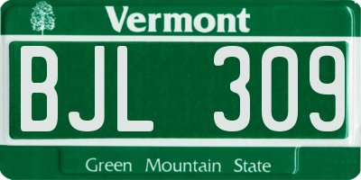 VT license plate BJL309