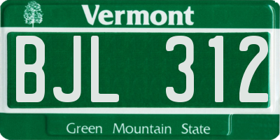 VT license plate BJL312
