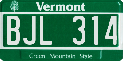 VT license plate BJL314