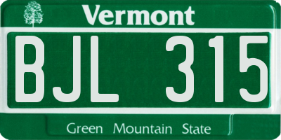 VT license plate BJL315