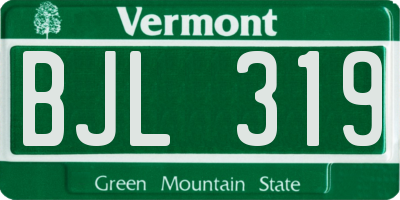 VT license plate BJL319
