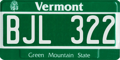 VT license plate BJL322