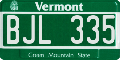 VT license plate BJL335