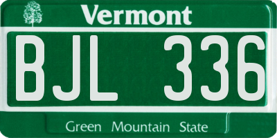 VT license plate BJL336
