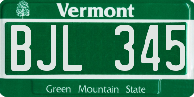 VT license plate BJL345