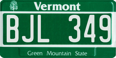 VT license plate BJL349