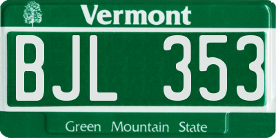 VT license plate BJL353