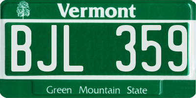 VT license plate BJL359