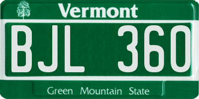 VT license plate BJL360