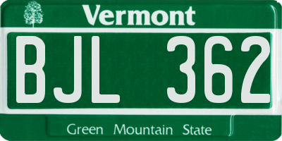VT license plate BJL362