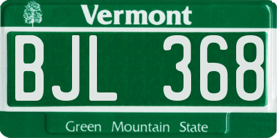 VT license plate BJL368