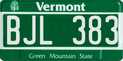 VT license plate BJL383