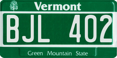 VT license plate BJL402