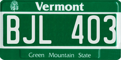 VT license plate BJL403