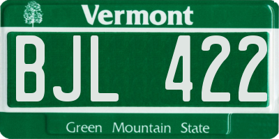 VT license plate BJL422